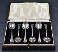 A cased set of six George VI silver coffee spoons, Old English pattern with marks for Sheffield