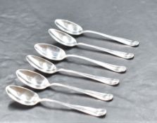 A set of six George V silver Hanovarian pattern coffee spoons, marks for Birmingham 1912, maker