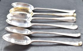A set of six Victorian Hanovarian pattern table spoons, each with rat-tail and engraved eagle and