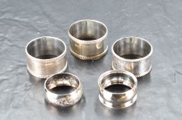 A group of mixed silver napkin rings, of differing age, maker and design, gross weight 114grams