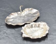 A 20th century Scottish silver dish, of stylised lily pad form, marks for Edinburgh 1959, maker