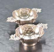 A pair of German 930 grade silver Taste Du Vin, of lobed circular form with embossed foliate detail,