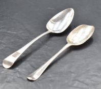 A George III silver table spoon, Old English pattern with pip reverse and engraved initial 'H',
