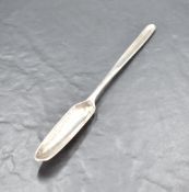 An early George III silver marrow scoop, of traditional form with engraved griffin crest to reverse,