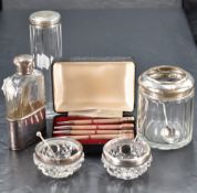 A cased set of four white metal bridge pencils, each marked sterling silver, 9cm, sold together with