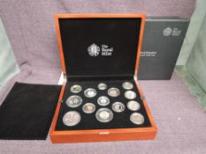 A Royal Mint The 2019 United Kingdom Premium Proof 13 Coin Set with certificate and outer card box