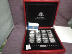 The 2011 Fabulous 12 Silver Coin Collection in wood case with certificates, Silver Proof Crown sized