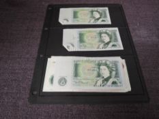 A collection of GB Banknotes, Errors £1 Page 08C 247984 uncirculated, bottom left corner folded