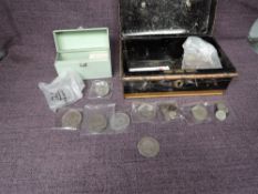 A tin of mainly GB Coins including Silver 1820 Crown, many other Silver and Copper Coins
