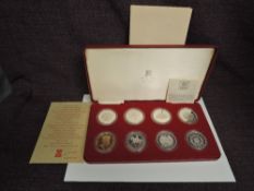 A Pobjoy Mint 1977 The Queens Silver Jubilee 8 Coin Set in solid Sterling Silver including