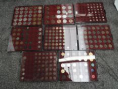 Five Leuchtturm trays of mainly GB Coins and Tokens, a tray containing sixteen 25 Ecu Coins, two
