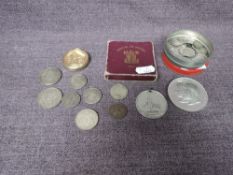 A collection of GB & World Coins including Indian Silver, small tin of Silver Threepences, 1902