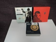 Three Royal Mint Silver Proof Coins in cases with outer card boxes, 2015 £2 1oz Lunar Year of the