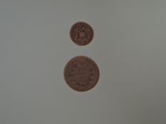 An 1857 French 10 Francs Gold Coin, weight 3.1g along with a possible Indian/Islamic Gold Coin,