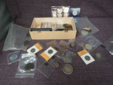 A box of mainly GB Coins including Silver and Copper along with World Coins
