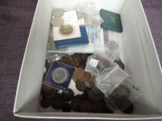 A collection of GB Coins including three copy Roman Coins, 1970 and 1983 Year Set, First Decimal