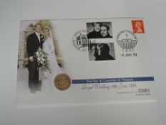 A Queen Elizabeth II Royal Mint 1999 Gold Sovereign on large Commemorative Cover, celebrating Earl &