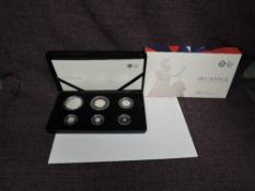 A Royal Mint 2016 Britannia Six Coin Silver Proof Set in case with outer card box and