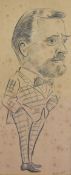 A 1960's framed pencil caricature, signed 'Willie' and dated 66 lower right, mounted, framed and