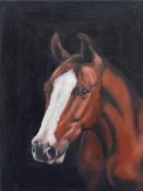 Bebe Livesey (local contemporary) oil in canvas, horses head, unsigned and unframed 30.5cm x 23cm