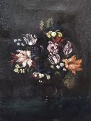 A 19th century still life study, oil on canvas depicting a vase of flowers, most likely Italian,
