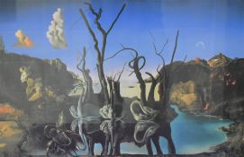 After Salvador Dali (Spanish 1904-1989) a coloured print 'Swans reflecting Elephants' after the 1937