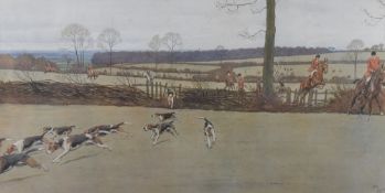 After Cecil Charles Windsor Aldin (British 1870-1935) coloured print, fox hunting scene print,