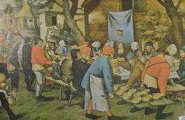After Pieter Bruegel The Elder (Dutch B.1525-1530-1569) The Peasant Wedding, a modern colour print