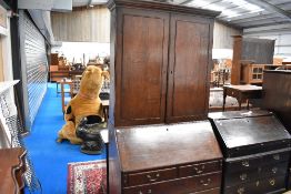 An 18th Century oak bureau bookcase , height approx. 213cm