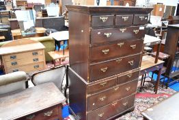 A Georgian mahogany and walnut chest of chest, height approx. 170cm