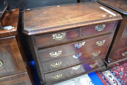 A George III mahogany chest of drawers having brass escutcheons and handles, lovely proportions,