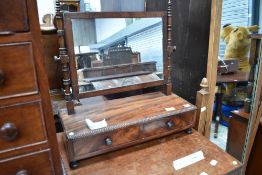 A 19th Century mahogany toilet mirror having two drawers to base