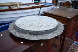 Two Anglo Indian style brass table tops