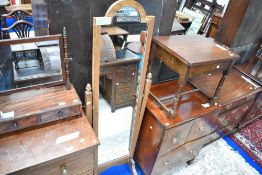 An early 20th Century golden oak cheval mirror