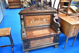 A mid to late 19th Century Northern Italian (lombardy) carved fruitwood and marquetry inlaid