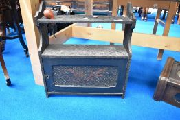 A Victorian carved smokers stand and early 20th Century mahogany cased wall clock