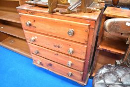 A 19th Century stained pine chest of four drawers, small proportions, width approx. 69cm