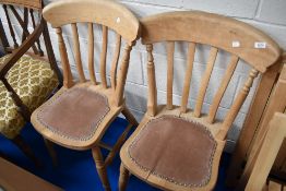 A pair of stripped Victorian kitchen dining chairs