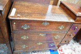 A Georgian oak chest of three long drawers, lovely proportions and colour, dimensions approx.