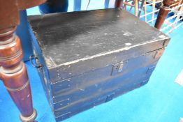 A traditional stained pine blanket or tool chest, width approx. 69cm