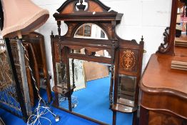 A Victorian mahogany and inlaid overmantel mirror