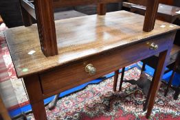A 19th Century mahogany side table with drawer , on square tapered legs
