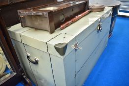 A vintage aluminium travel trunk of large proportions, width approx. 118cm