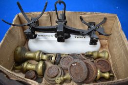 A set of vintage Avery kitchen scales, weights but no dishes