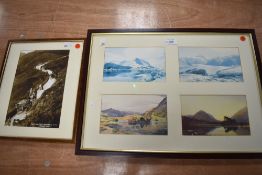 A framed and glazed quad of Lake district interest prints after William Heaton cooper and similar
