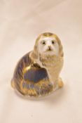 A Royal Crown Derby Gold stopper figure study of a King Charles Spaniel dog.