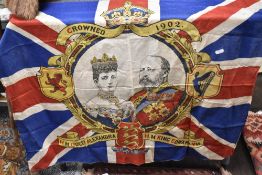 An early 20th century commemorative flag the Crowning of Kind Edward 1902