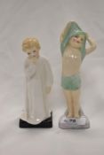Two fine Royal Doulton figure studies including To Bed HN1805 and Darling HN1985