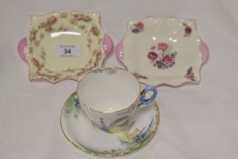 Three pieces of early 20th century Shelley wares including a tea cup and saucer set no. 823343 and