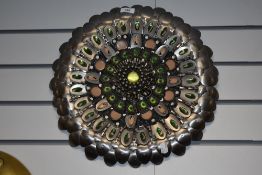 A contemporary modernist Elizabeth Lewis industrial brutalist art sculpture plaque. 44cm wide.